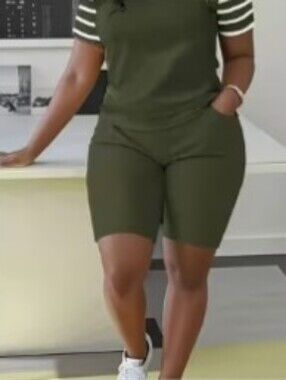 Olive Green Two-Piece Casual Set